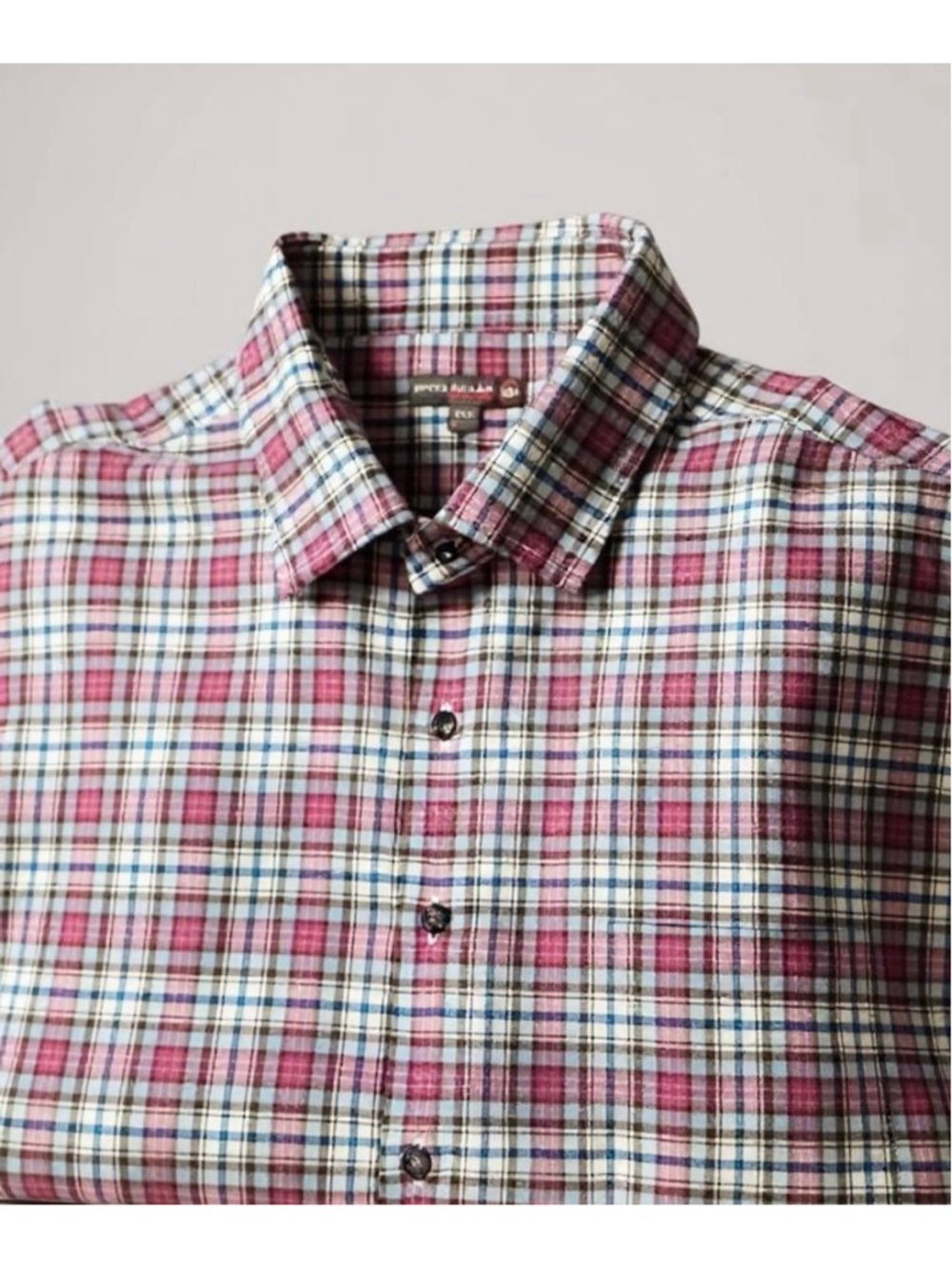 Peter Millar Men’s Crown Sport Plaid Flannel Button-Up Shirt Pink Blue Size XXL